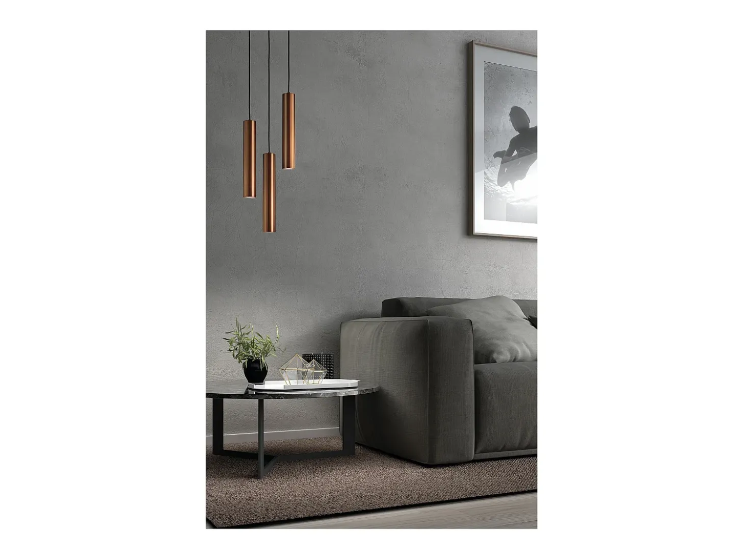 Lámpara de techo TANIA estilo moderno - Alt. 33 cm - GU10 50W - base ø8 cm- acero y cobre- IP20