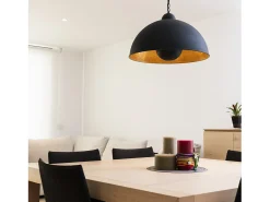 Lámpara de techo TANNA de estilo moderno y industrial - Alt. 165 cm x D. 53 cm - E27 60W - acero - negro y pan de oro - IP20