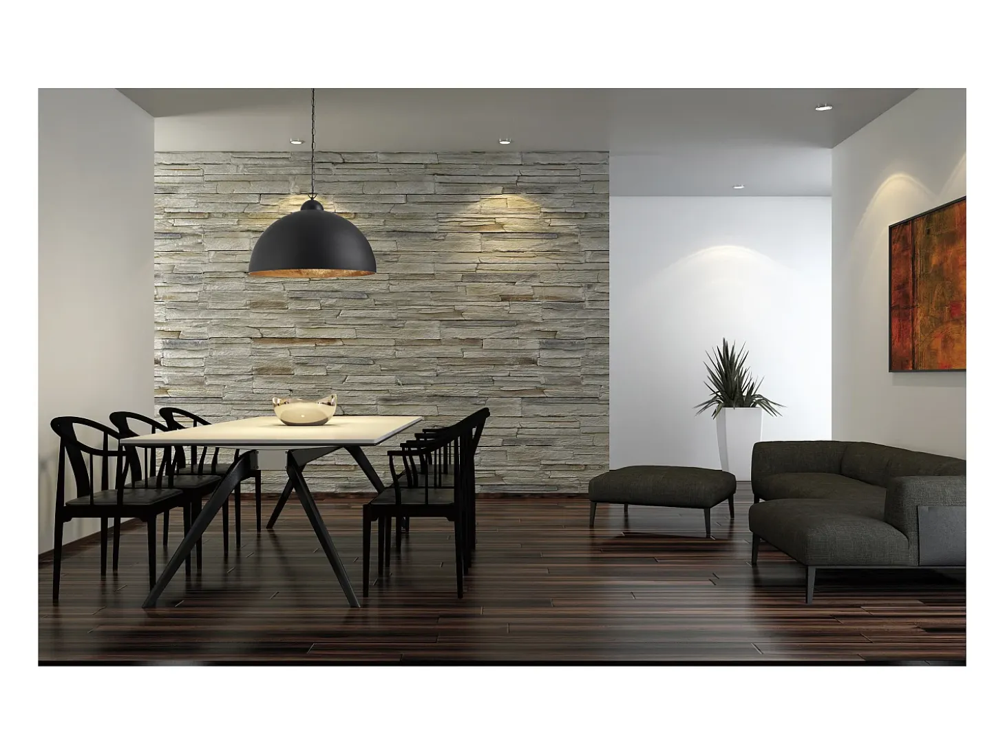 Lámpara de techo TANNA de estilo moderno y industrial - Alt. 165 cm x D. 53 cm - E27 60W - acero - negro y pan de oro - IP20