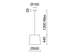 Lámpara de techo THAIS estilo moderno y escandinavo - Alt. 130 cm x D. 50 cm - E27 15W - IP20 - acero y rafia de bali