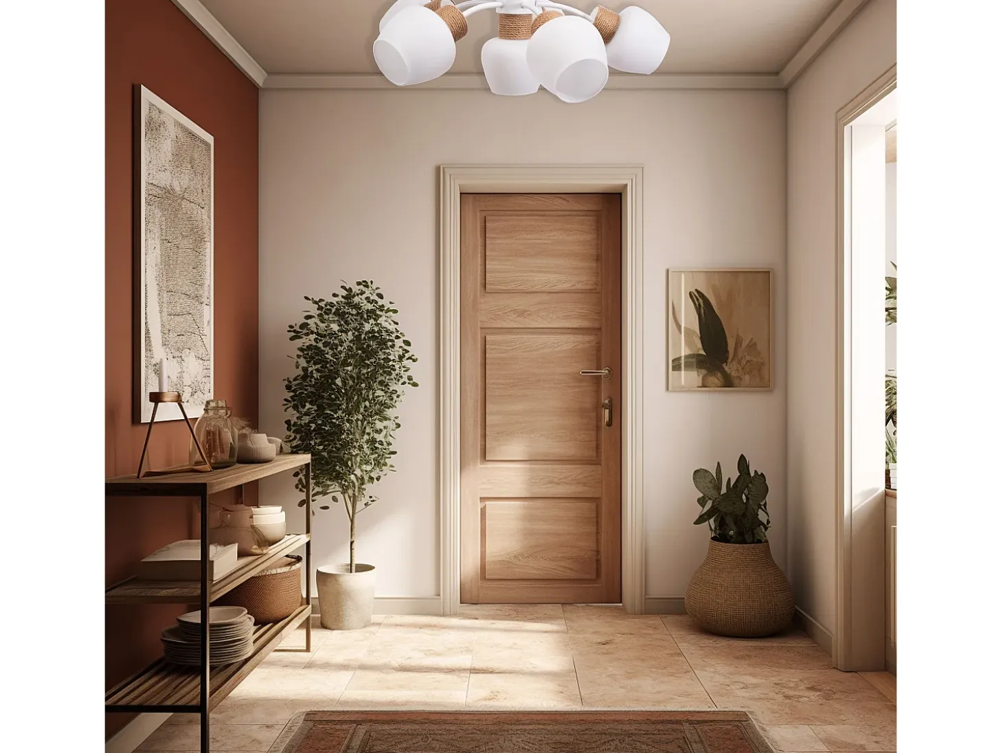 Lámpara De Techo Toolight App1590-6Cp Boho White Beige