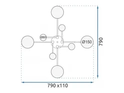 Lámpara De Techo Toolight App528-8C Grey