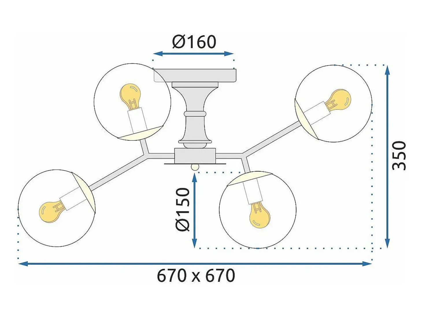 Lámpara De Techo Toolight App1134-6C Black Gold