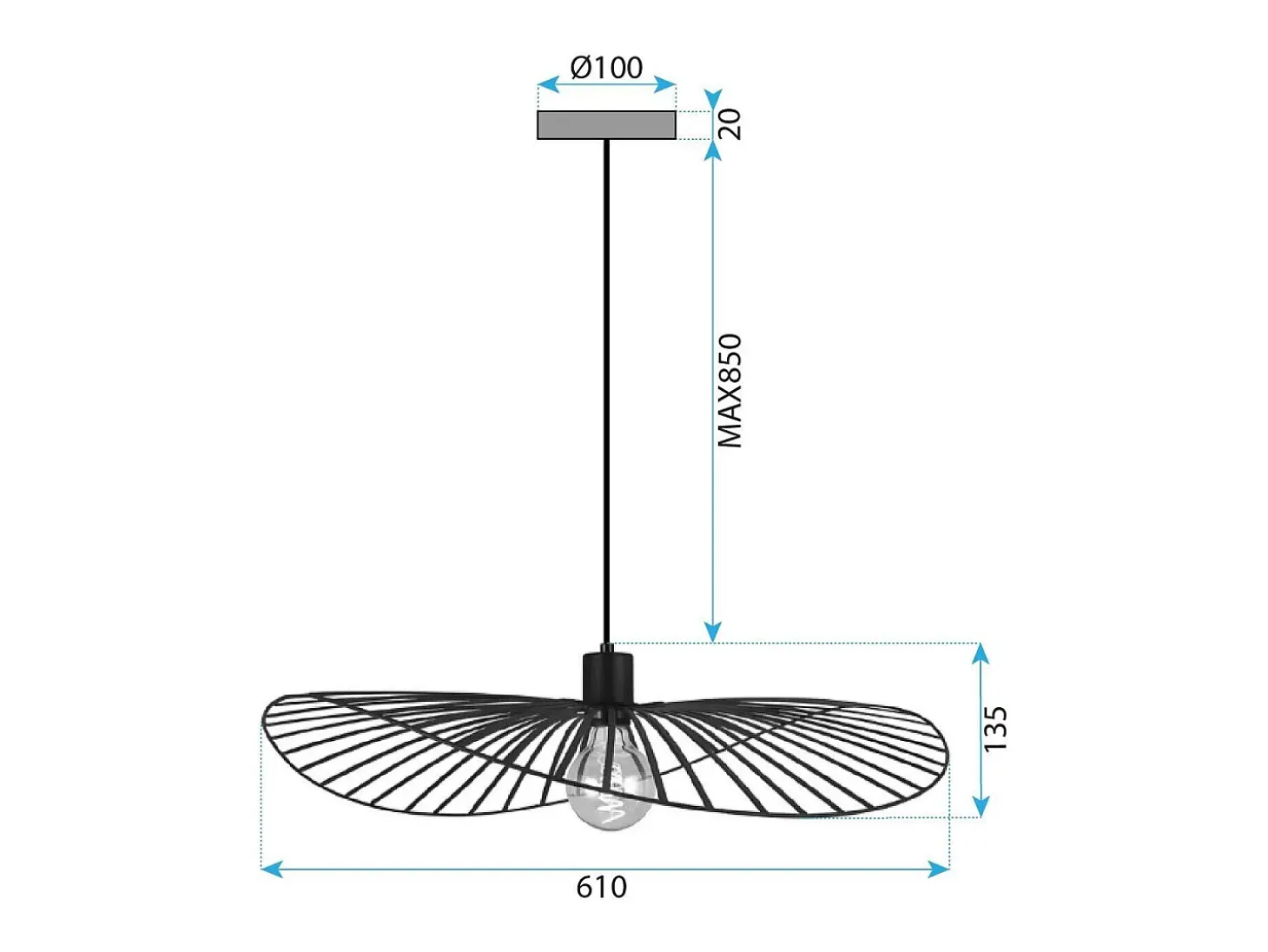 Lámpara De Techo Toolight App1841-1Cp Black