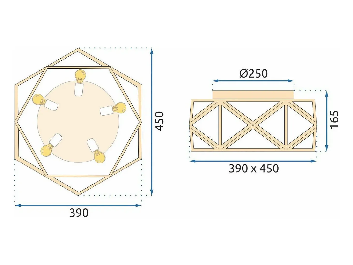 Lámpara De Techo Toolight App1239-C 45Cm Gold