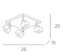 Lámpara de techo Toplight Metropolitan de 4 luces con casquillo G9, estructura cromada y cristal trabajado, diseño moderno 25x25x15cm