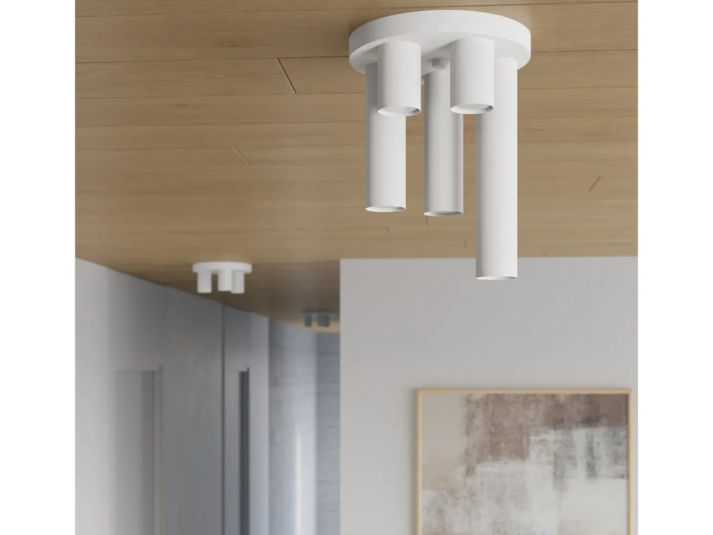 Lámpara de techo Toris moderno de acero - 5 fuentes luminosas 3000K - L.25 x A.33 cm - blanco