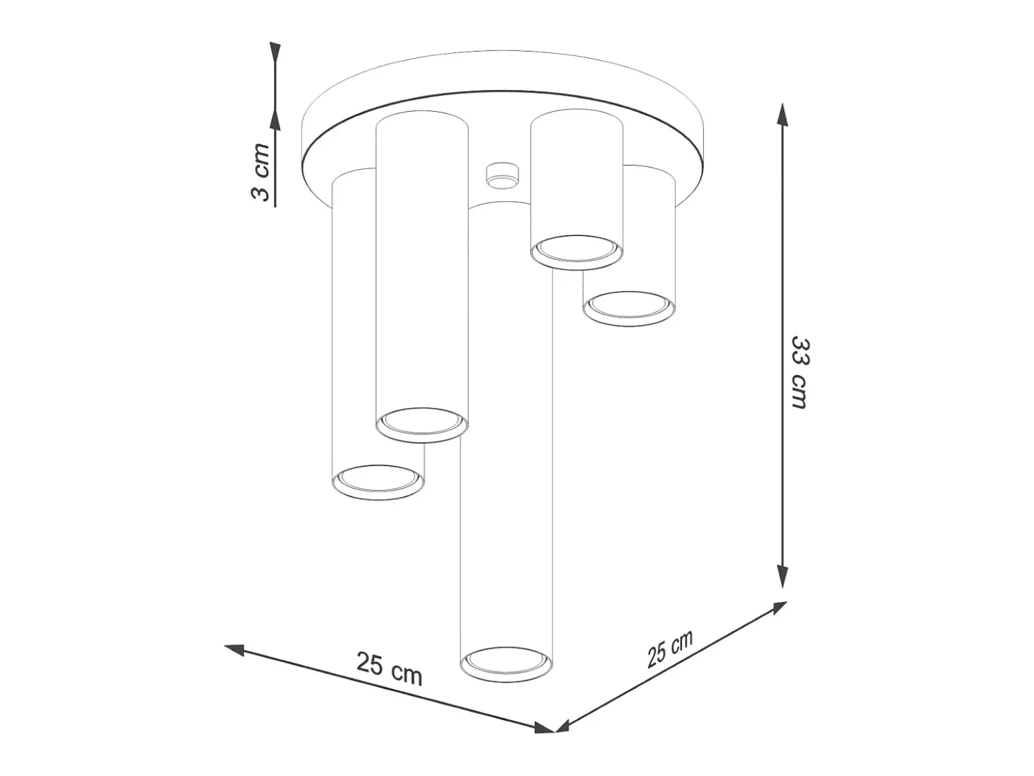 Lámpara de techo Toris moderno de acero - 5 fuentes luminosas 3000K - L.25 x A.33 cm - blanco