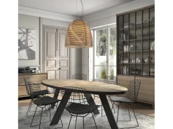 Lámpara de techo TWIST estilo moderno y escandinavo - Alt. 150 cm x D. ø55 cm - GX53 led T2 6W - 480lm y 3000K - ip20- madera haya