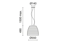 Lámpara de techo TWIST estilo moderno y escandinavo - Alt. 150 cm x D. ø55 cm - GX53 led T2 6W - 480lm y 3000K - ip20- madera haya