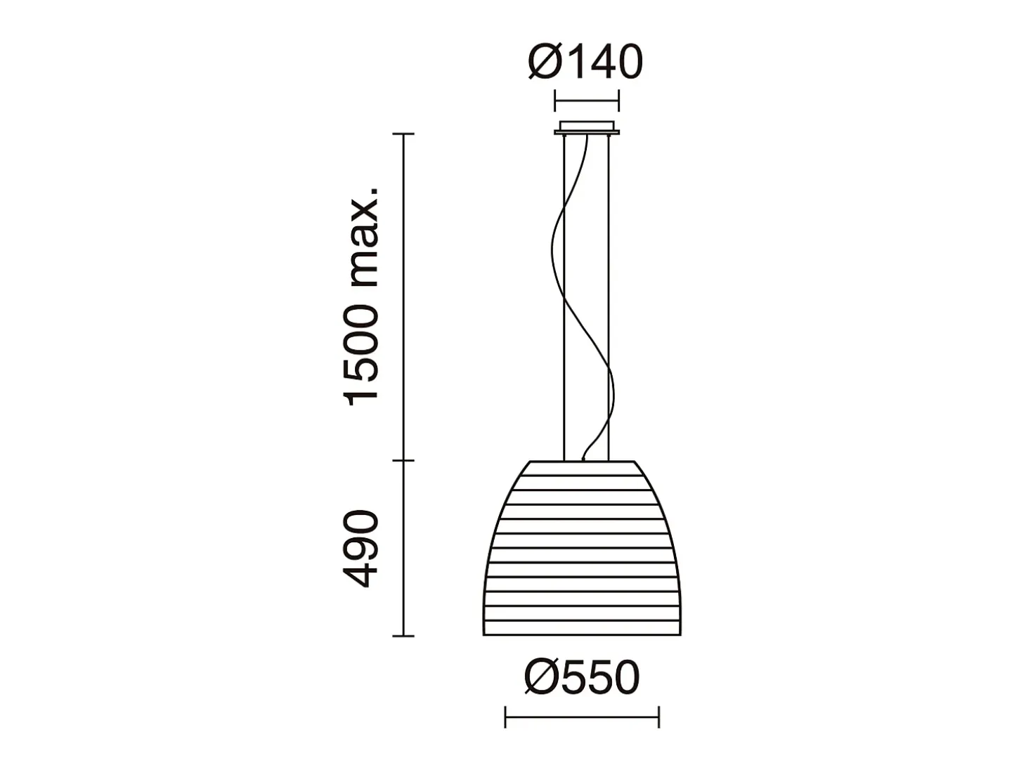 Lámpara de techo TWIST estilo moderno y escandinavo - Alt. 150 cm x D. ø55 cm - GX53 led T2 6W - 480lm y 3000K - ip20- madera haya