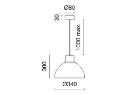 Lámpara de techo VALAN estilo clásico y moderno- Alt. 100 cm x D. 34 cm - E27 60W - acero y madera - IP20 - moka