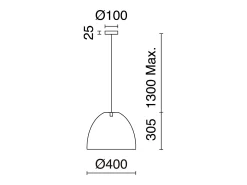 Lámpara de techo VIETNAM estilo escandinavo - D. 40 x Alt. 130 cm - acero y fibra natural - negro y mimbre claro - IP20- E27 - 15W - interior