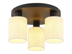 Lámpara de techo vintage Nettlife de 3 luces, E27, con pantalla de tela negra, estilo industrial retro redondo (bombillas no incluidas)