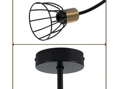 Lámpara de techo vintage NETTLIFE de metal negro, 3 luces E14, estilo industrial, para salón, cocina, pasillo, dormitorio y comedor