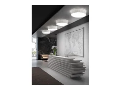 Lámpara de techo VORADA estilo moderno - D. ø30 cm - LED COB AC 12W - 1030 lm Y 3K- IP20 - pantalla sintética cinta plisada- acero y blanco