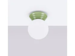 Lámpara de techo Zori minimalista de cerámica/vidrio vidriado - 1 fuentes luminosas - L.12 x A.12 cm - verde oliva