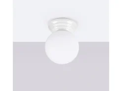 Lámpara de techo Zori minimalista de cerámica/vidrio vidriado - 1 fuentes luminosas - L.12 x A.12 cm - blanco