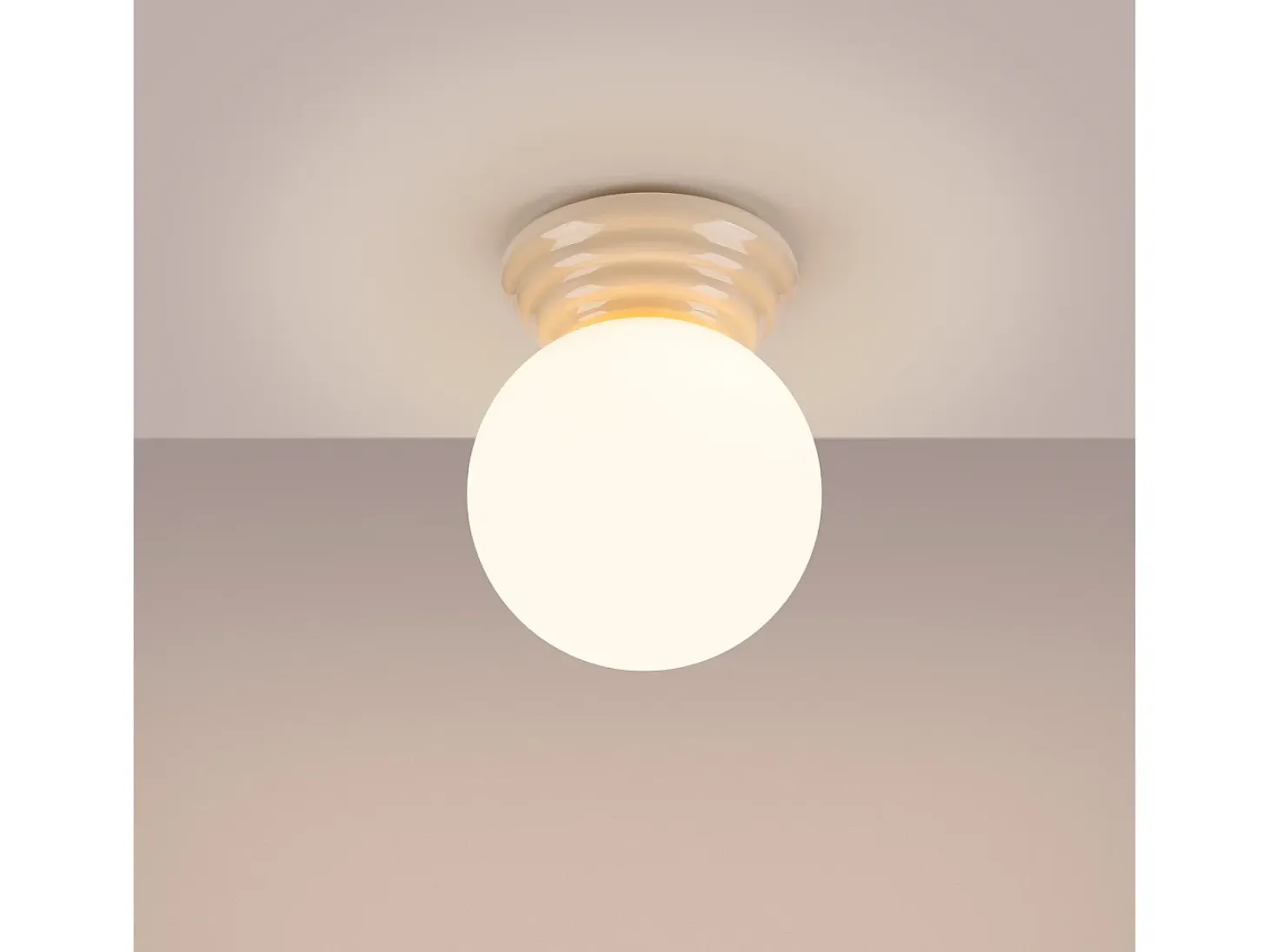 Lámpara de techo Zori minimalista de cerámica/vidrio vidriado - 1 fuentes luminosas - L.12 x A.12 cm - beige
