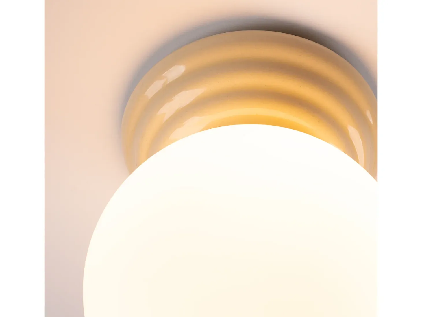Lámpara de techo Zori minimalista de cerámica/vidrio vidriado - 1 fuentes luminosas - L.12 x A.12 cm - beige