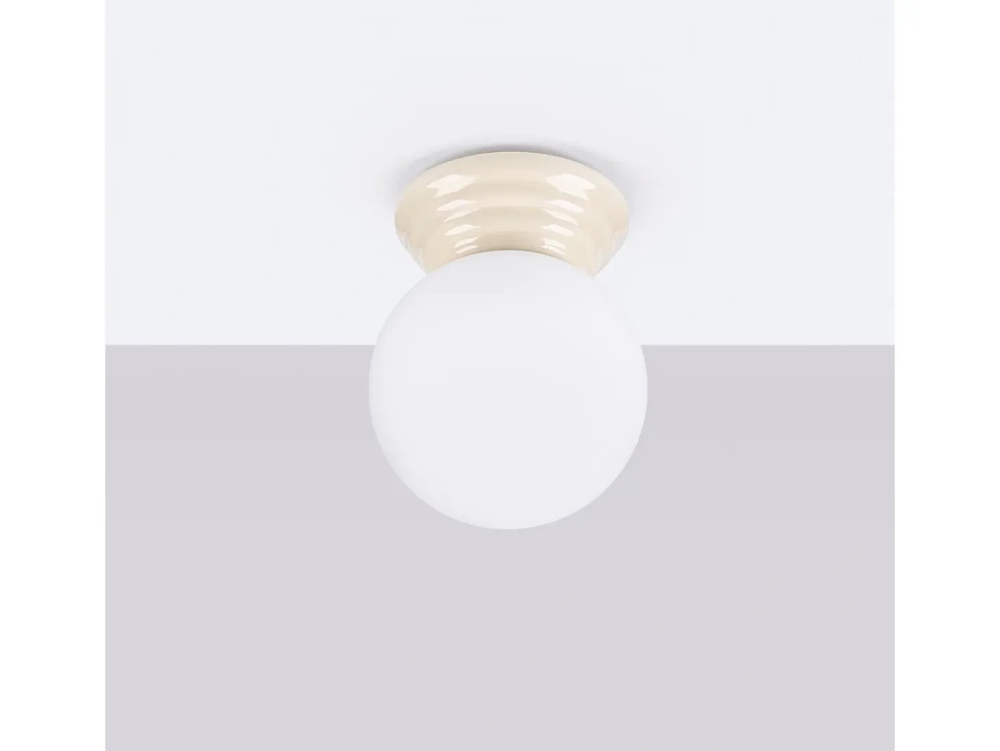 Lámpara de techo Zori minimalista de cerámica/vidrio vidriado - 1 fuentes luminosas - L.12 x A.12 cm - beige