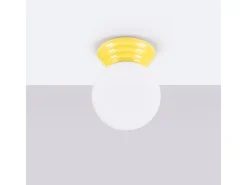 Lámpara de techo Zori minimalista de cerámica/vidrio vidriado - 1 fuentes luminosas - L.12 x A.12 cm - amarillo
