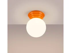 Lámpara de techo Zori minimalista de cerámica/vidrio vidriado - 1 fuentes luminosas - L.12 x A.12 cm - naranja