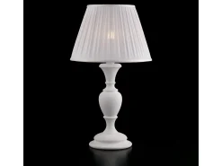 Lámpara Fiorenza Shabby de madera blanca, 1 luz con pantalla dm.35 H.62 Ø35 BL172-LM-BCO