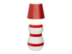 Lámpara LED Poldina STOPPER de Zafferano, recargable y portátil, color rojo, con batería hasta 12 horas