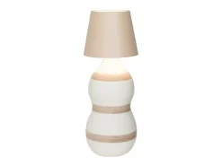 Lámpara LED Poldina STOPPER de Zafferano, recargable y portátil, color arena, con batería hasta 12 horas