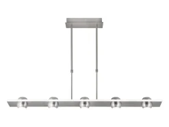 Lámpara lineal 5 luces modelo Fanton acabado niquel satinado 64 cm(alto) 90 cm(ancho) 12