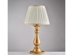 Lámpara Lucca de madera dorada antigua, 1 luz con pantalla dm.35 H.60 Ø35 BL271-LM-OR