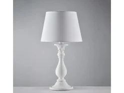 Lámpara Lucca Shabby de madera blanca, 1 luz con pantalla dm.35 H.60 Ø35 BL271-LM-BCO
