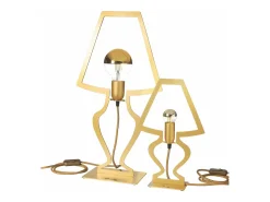 Lámpara mesa Silhouette Ø22x33 cm hierro perforado oro Diseño moderno decorativo Made in Italy Casquillo E14