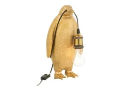 Lámpara pingüino de resina dorada 18,5x18,5x35cm