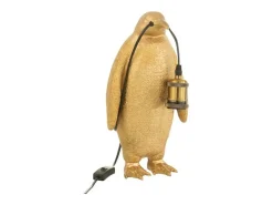 Lámpara pingüino de resina dorada 18,5x18,5x35cm