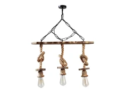 Lámpara rústica colgante de alambre 3 luces cuerdas y madera ZYA - Estilo rústico chic e intemporal