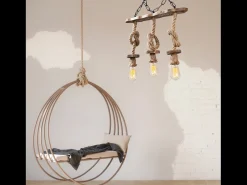 Lámpara rústica colgante de alambre 3 luces cuerdas y madera ZYA - Estilo rústico chic e intemporal