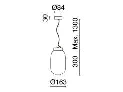 Lámpara te techo KRISTA estilo clásico - LED SMD AC 10W - 830lm y 2700K - pantalla cristal ø16,3 cm x Alt. 130 cm - Acero y azul - IP20