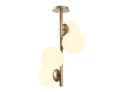 Lámpara techo metal y cristal 4 globos FAZE - D. 32 cm x Alt. 53 cm - Dorado y blanco