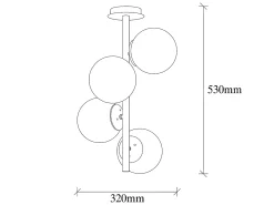 Lámpara techo metal y cristal 4 globos FAZE - D. 32 cm x Alt. 53 cm - Dorado y blanco