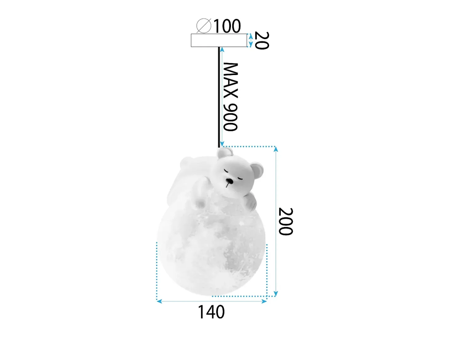 Lámpara Toolight App1597-1Cp Bear White
