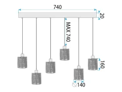 Lámpara Toolight App1822-6Cp Black