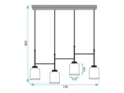 Lámpara Toolight App1266-4Cp Black