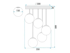 Lámpara Toolight App1816-5Cpr Black White