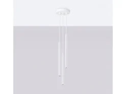 Lámparas Colgantes Arche Moderno De Acero - 3 Fuentes Luminosas - L.20 X A.120 Cm - Blanco
