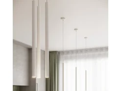 Lámparas Colgantes Arche Moderno De Acero - 3 Fuentes Luminosas - L.20 X A.120 Cm - Blanco