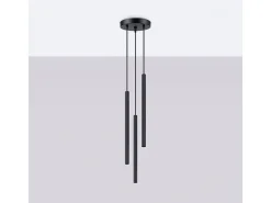 Lámparas Colgantes Arche Moderno De Acero - 3 Fuentes Luminosas - L.20 X A.120 Cm - Negro