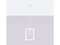 Lámparas Colgantes Aries Escandinavo De Acero/Madera - 1 Fuentes Luminosas - L.24 X A.133 Cm - Blanco
