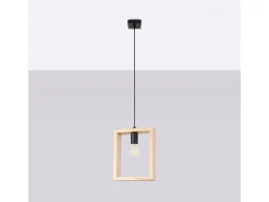 Lámparas Colgantes Aries Escandinavo De Acero/Madera - 1 Fuentes Luminosas - L.24 X A.133 Cm - Madera Natural